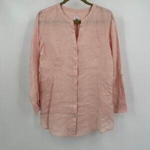 Sigrid Olsen Women’s M Linen Tunic Top Minimalist Natural Coastal‎ Scandi Shirt